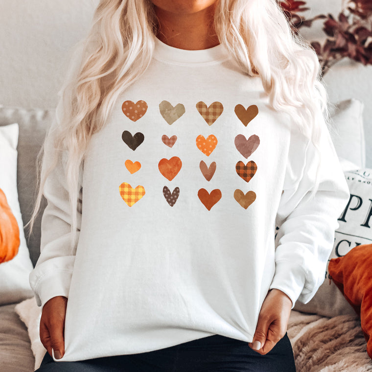 Fall Plaid Hearts Sweatshirt