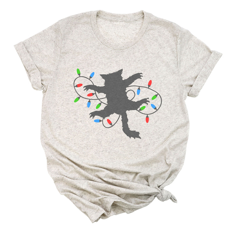 Cat with Christmas Lights Premium Unisex T-Shirt