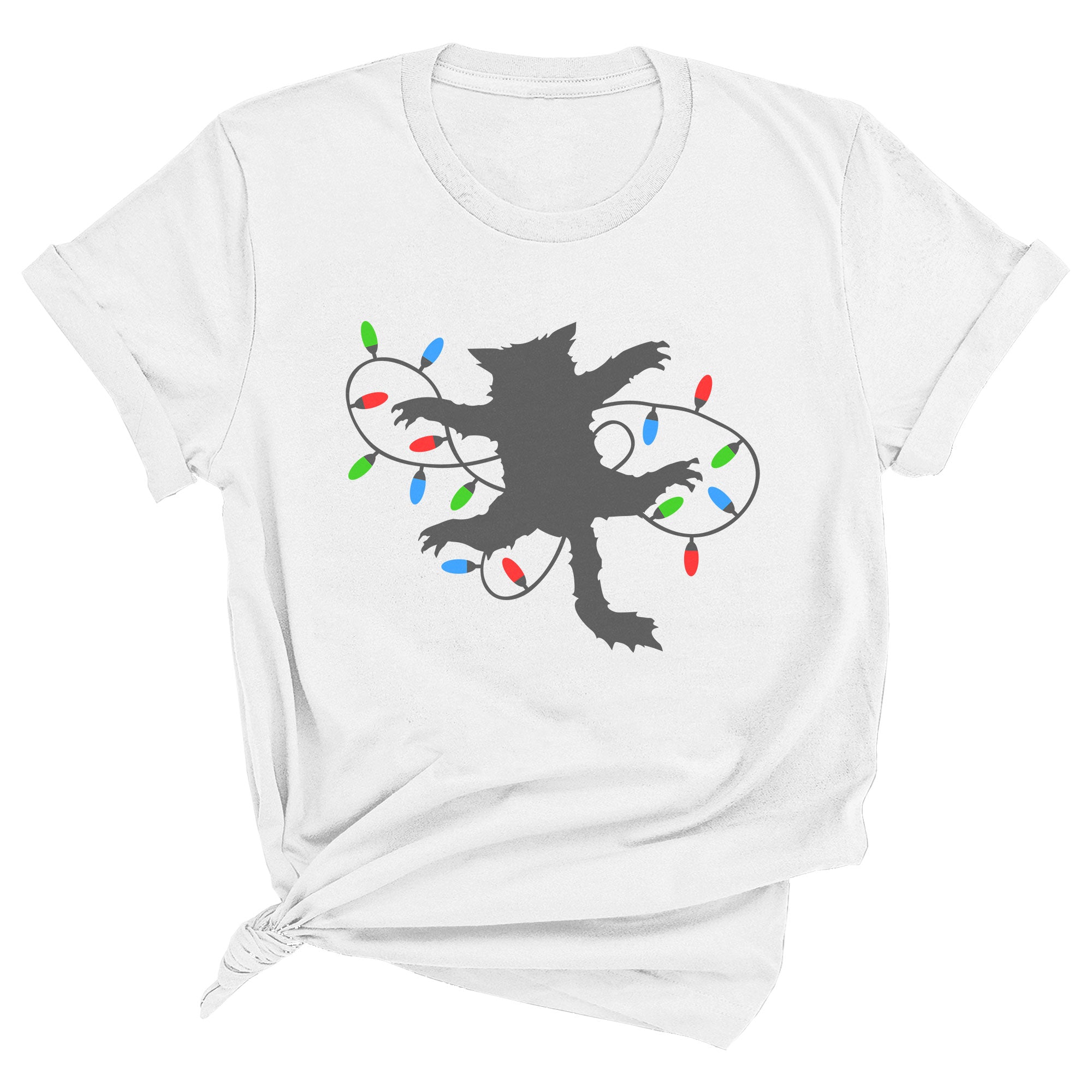 Cat with Christmas Lights Premium Unisex T-Shirt
