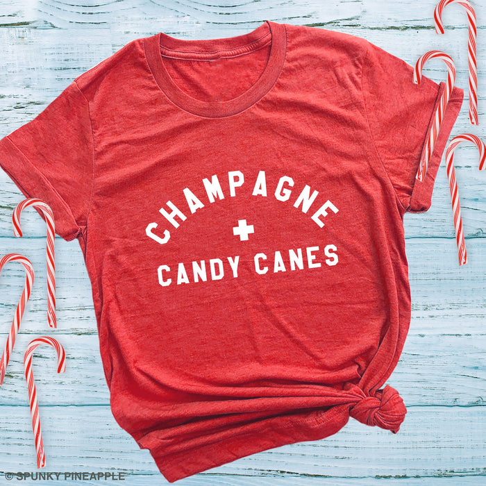 Champagne & Candy Canes Cute Festive Christmas Shirt