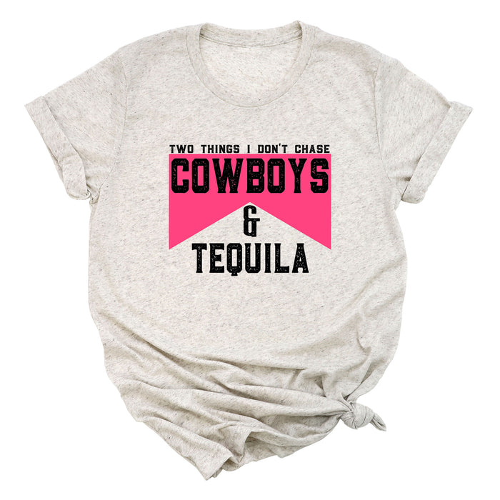 Two Things I Don't Chase Cowboys & Tequila (PINK) Premium Unisex T-Shirt