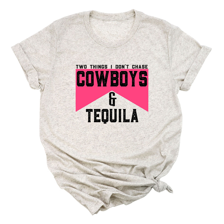 Two Things I Don't Chase Cowboys & Tequila (PINK) Premium Unisex T-Shirt