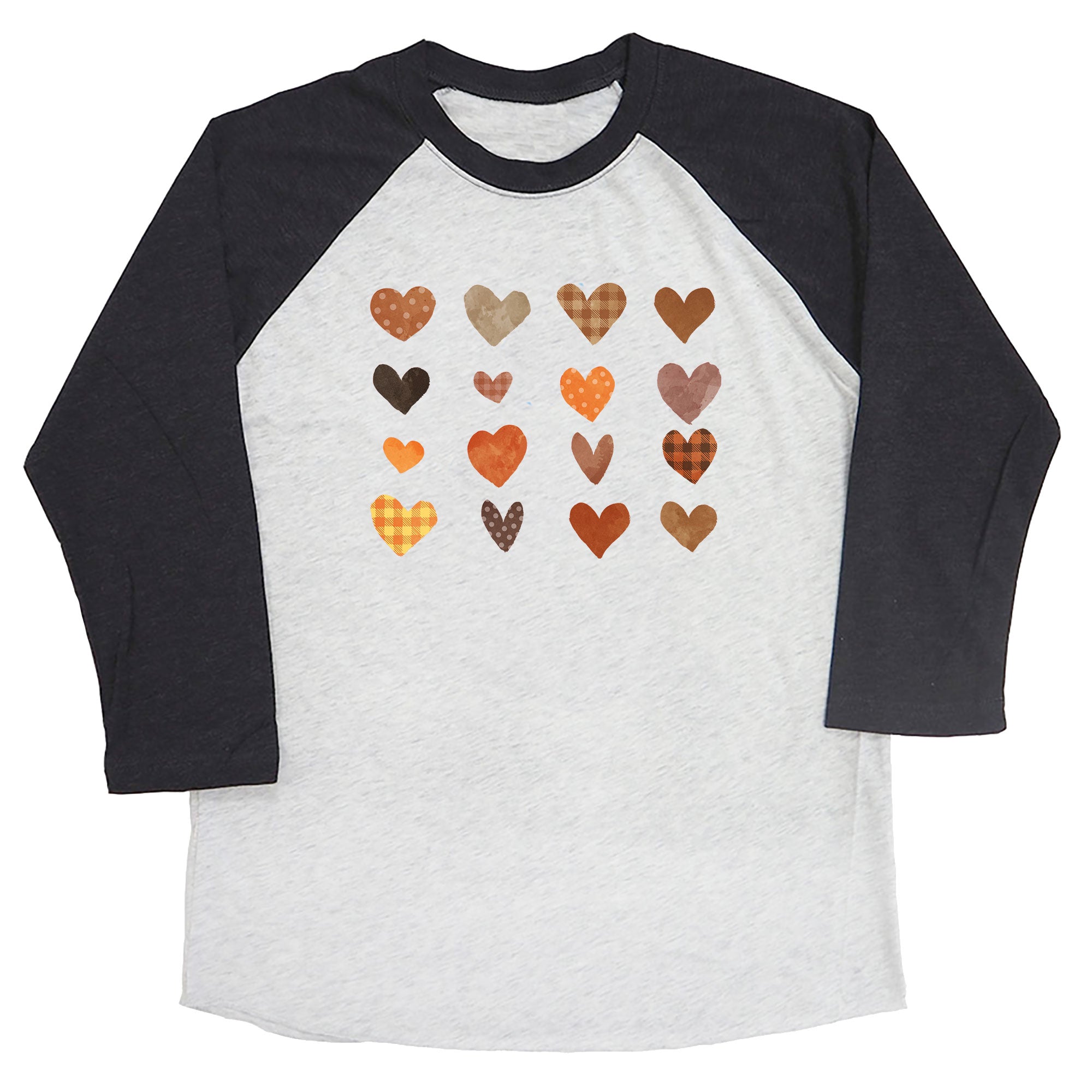 Fall Plaid Hearts Raglan Tee