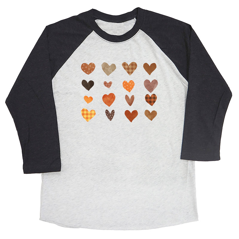 Fall Plaid Hearts Raglan Tee