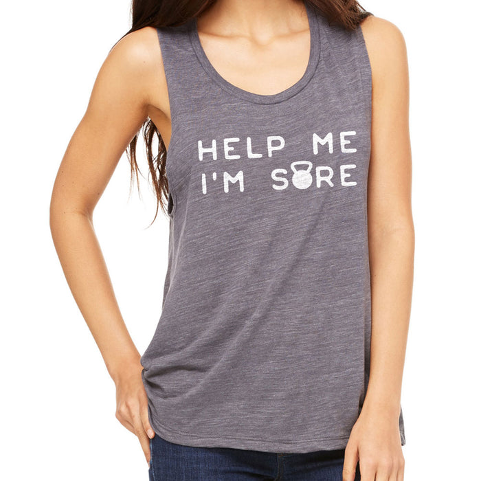 Help Me I'm Sore Funny Kettlebell Workout Muscle Tee Shirt