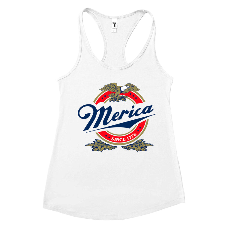 Merica with Eagle Beer Label Tank Top