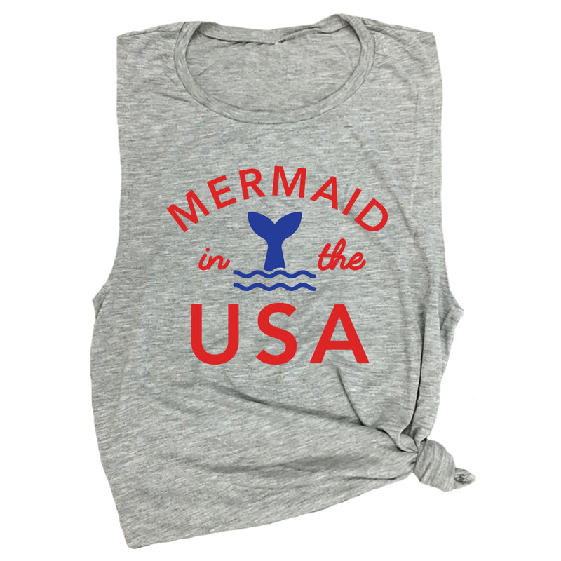 Mermaid in the USA Muscle Tee