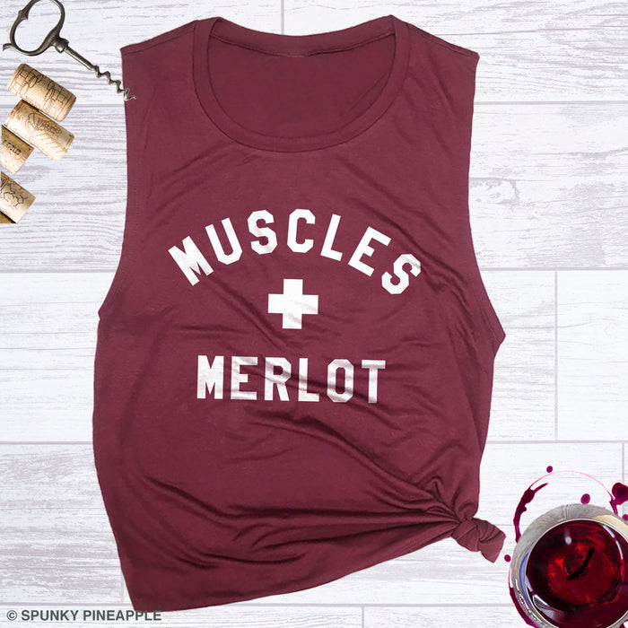 Muscles + Merlot Women's Workout Muscle Tee