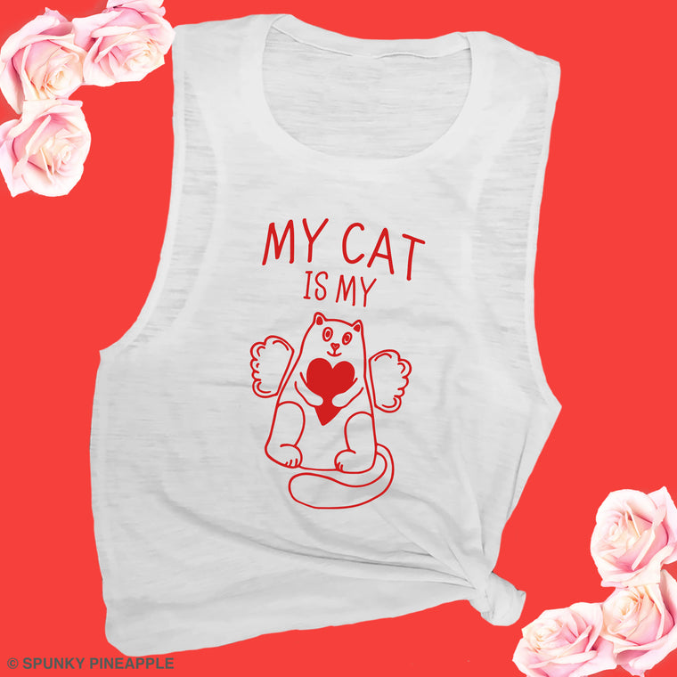 My Cat is My Valentine Muscle Tee
