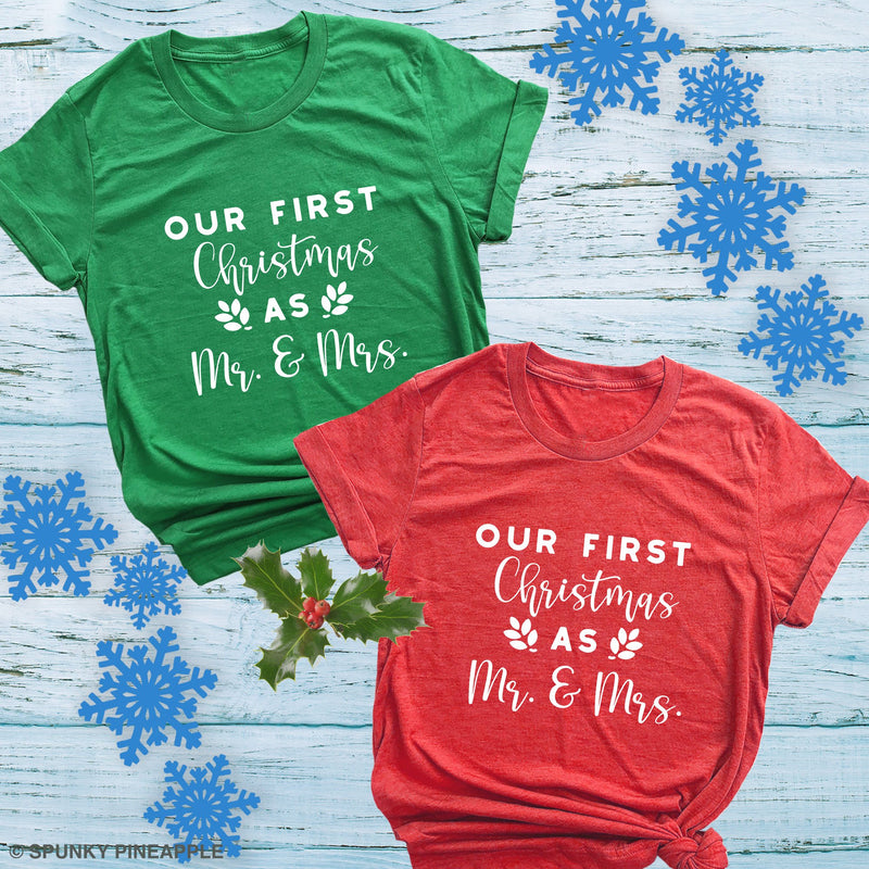 Our First Christmas as Mr. & Mrs. Holiday Wedding Shirts