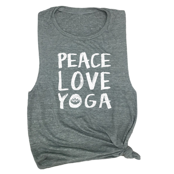 Peace Love Yoga Womens Yoga Muscle Tee Shirt