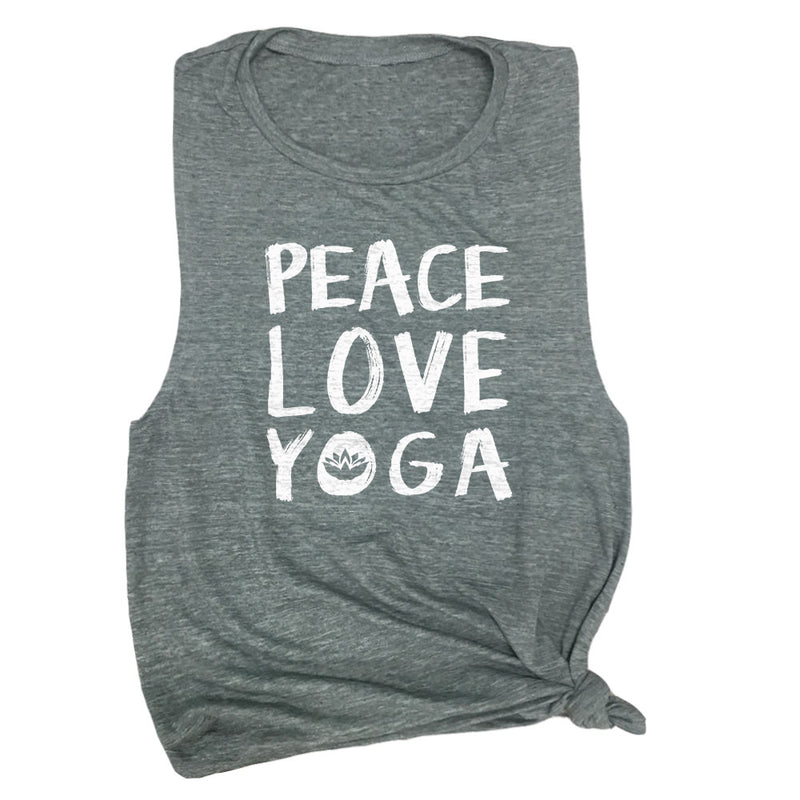 Peace Love Yoga Womens Yoga Muscle Tee Shirt