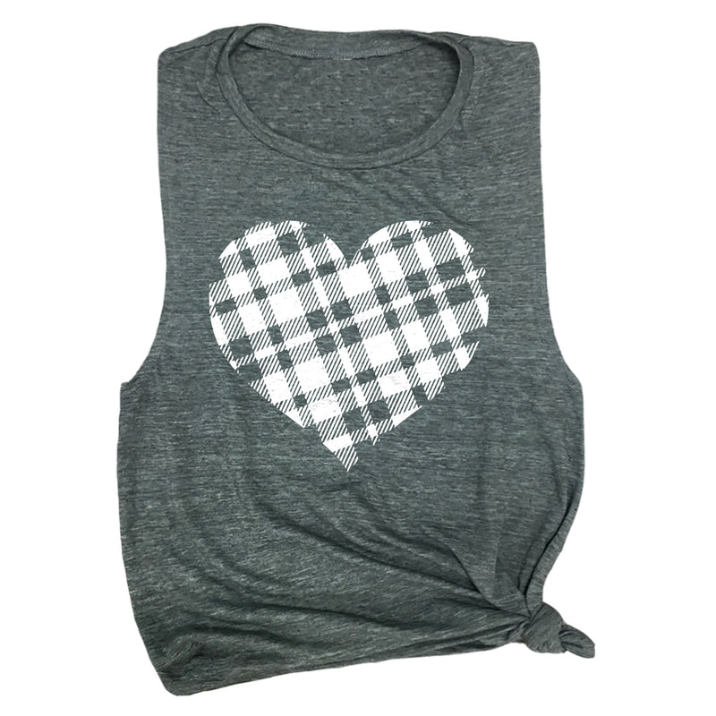 Plaid Heart Muscle Tee