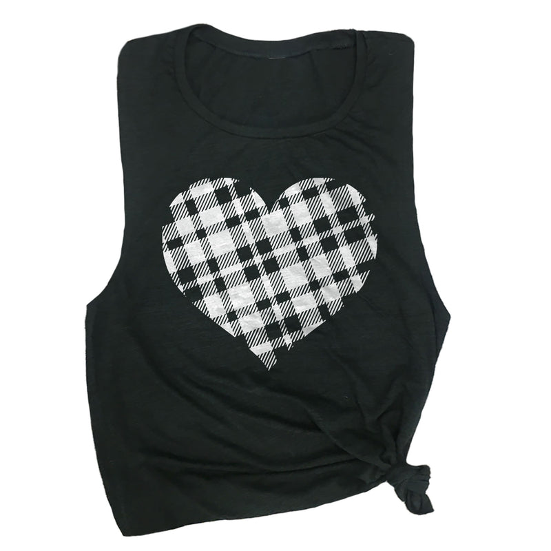 Plaid Heart Muscle Tee