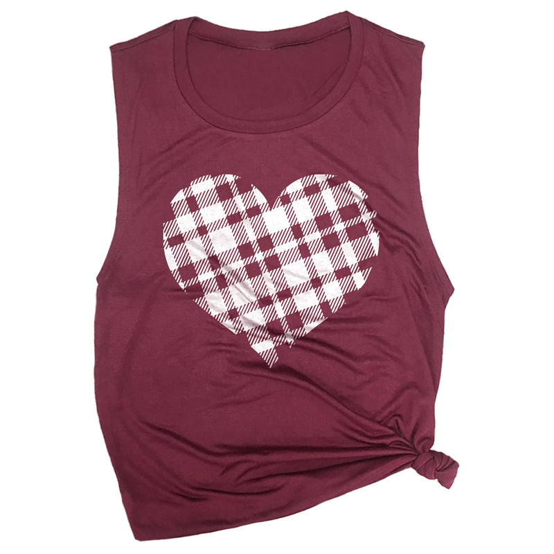 Plaid Heart Muscle Tee