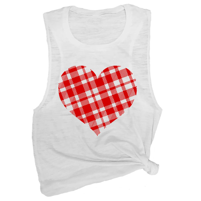 Plaid Heart Muscle Tee