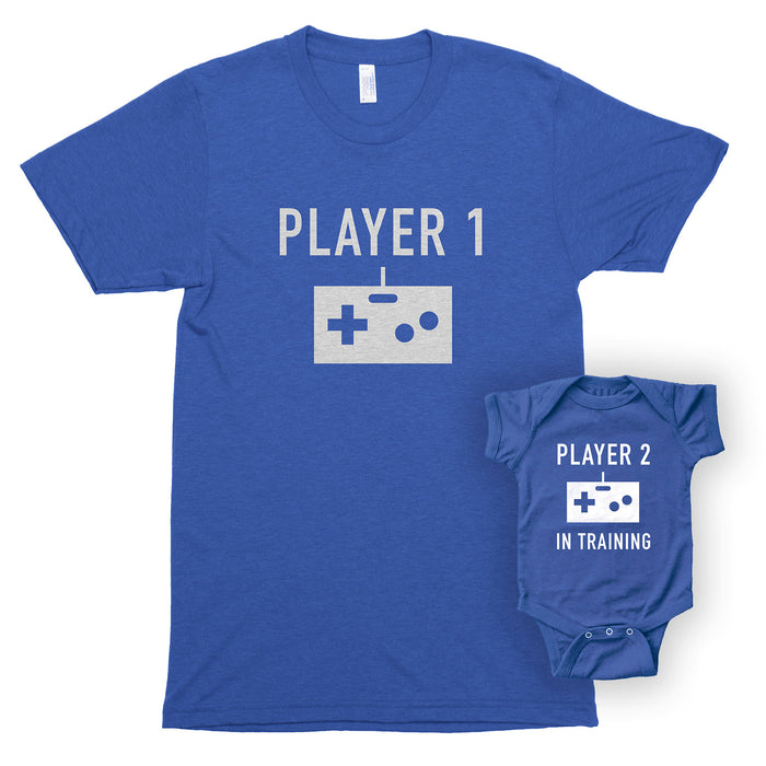 Player 1 & Player 2 in Training Premium Unisex T-Shirt/Infant Bodysuit Shirt Set