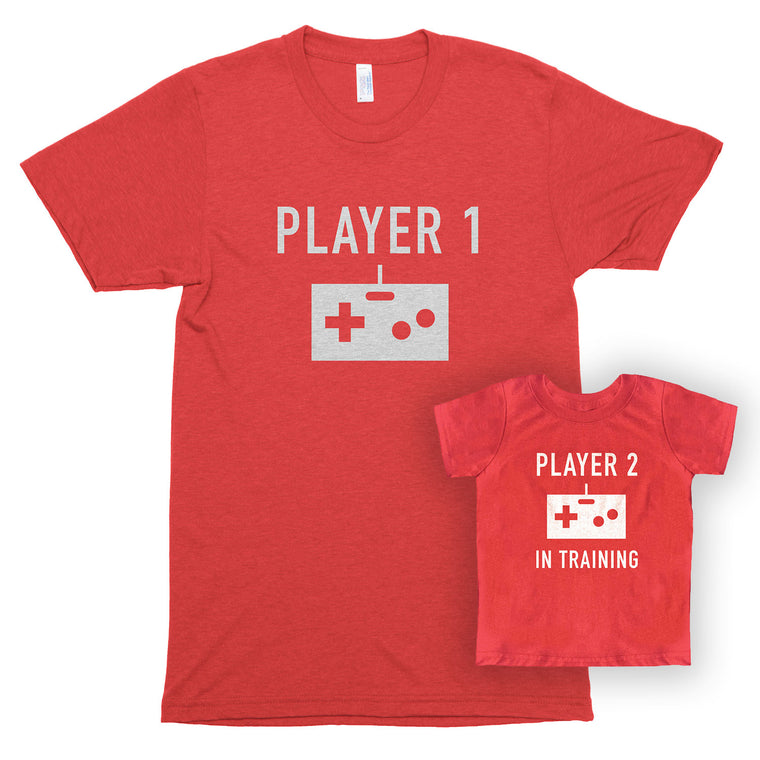 Player 1 & Player 2 in Training Premium Unisex T-Shirt/Toddler Jersey Shirt Set