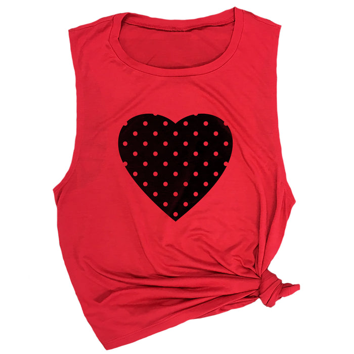 Polka Dot Heart Muscle Tee