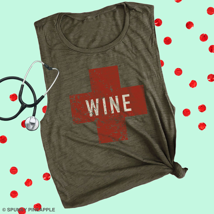 Wine Army Cross Medical Womens Workout Muscle Tank