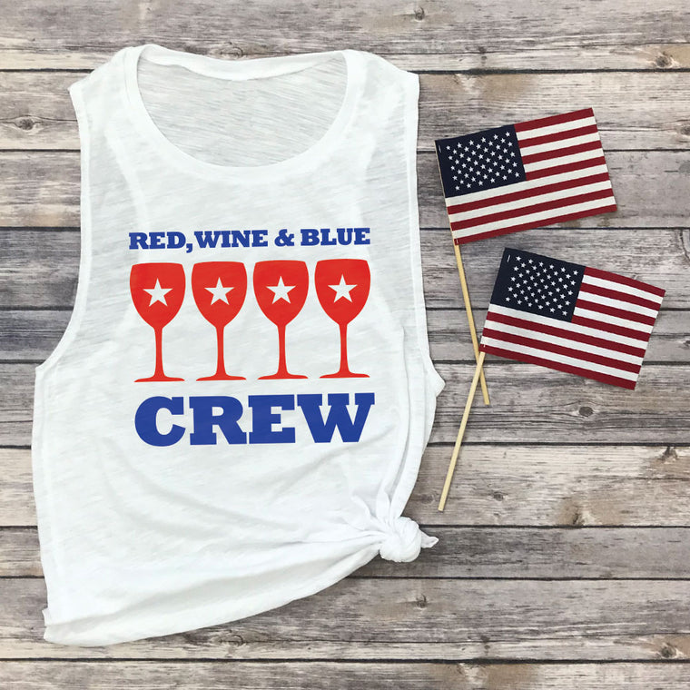 Red, Wine & Blue Crew Muscle Tee
