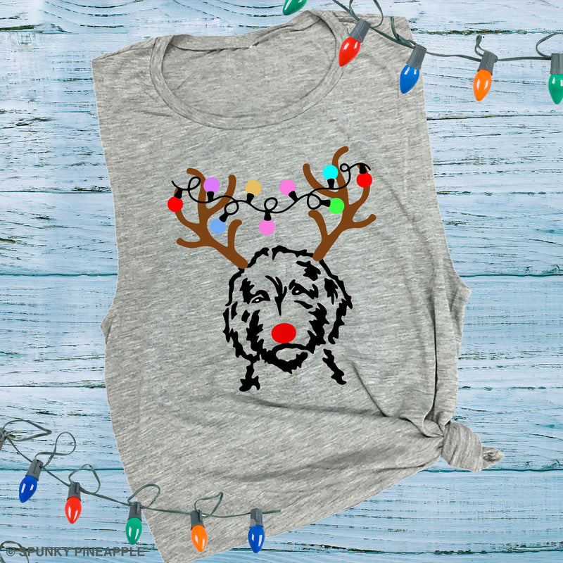 Reindeer Doodle (Dog) Muscle Tee