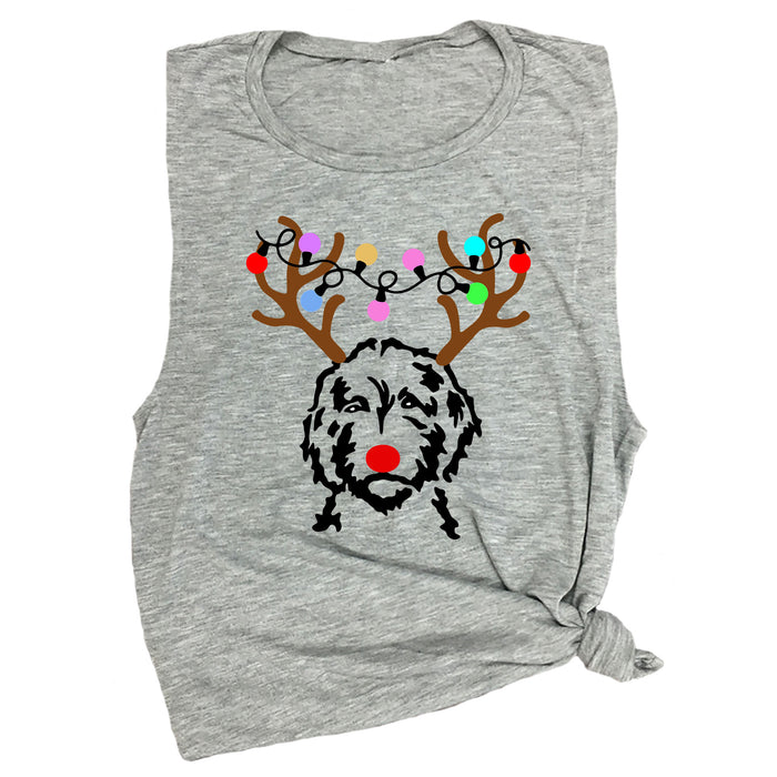 Reindeer Doodle (Dog) Muscle Tee