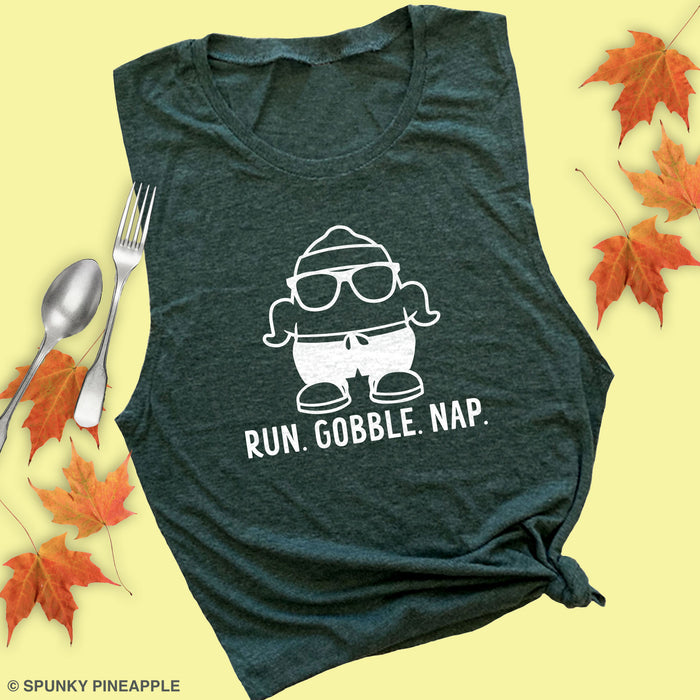 Run. Gobble. Nap. Muscle Tee