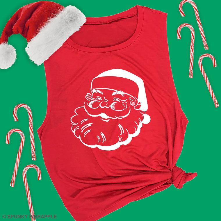 Santa Face Muscle Tee