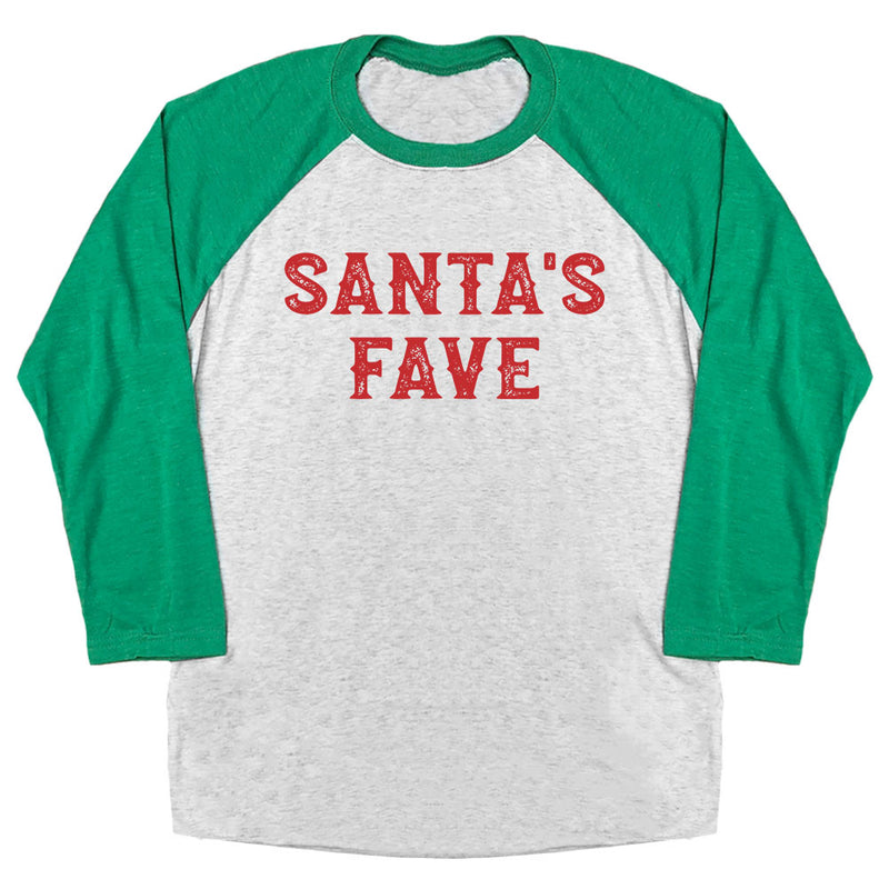 Santa - Santa's Fave - Couples Funny Christmas Raglan T-Shirt