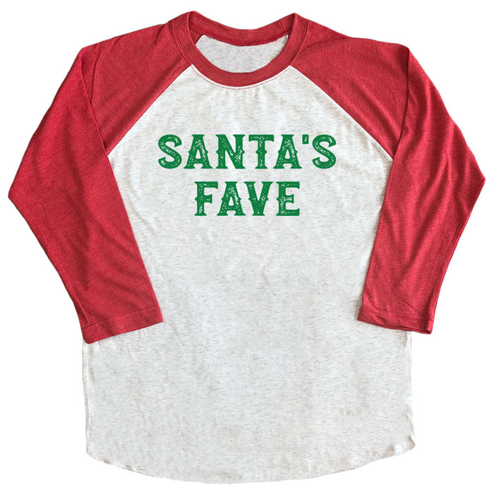 Santa - Santa's Fave - Couples Funny Christmas Raglan T-Shirt