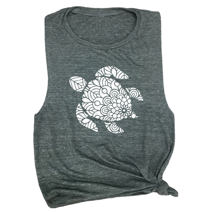 Sea Turtle Mandala Muscle Tee