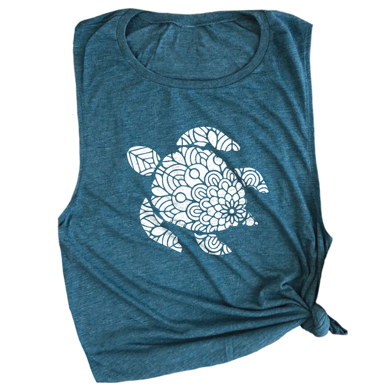 Sea Turtle Mandala Muscle Tee