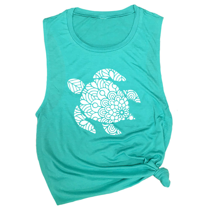 Sea Turtle Mandala Muscle Tee