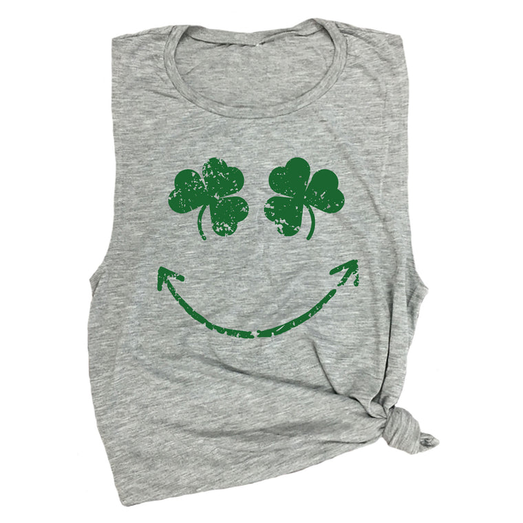 Shamrock Smiley Face Muscle Tee