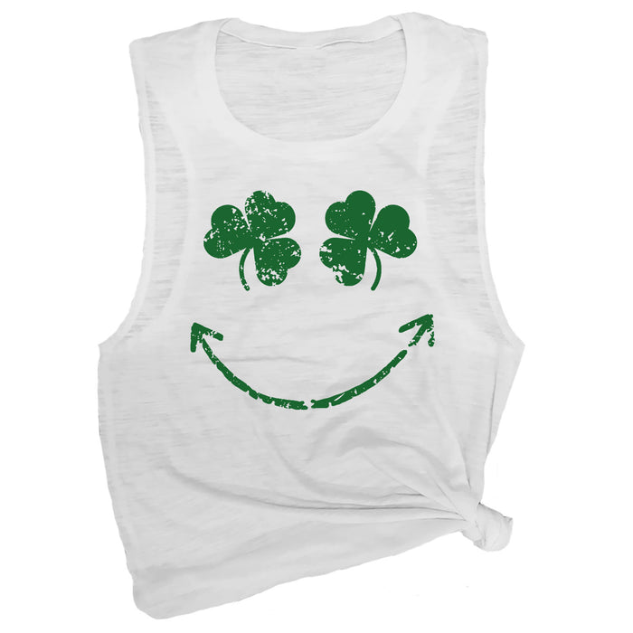 Shamrock Smiley Face Muscle Tee