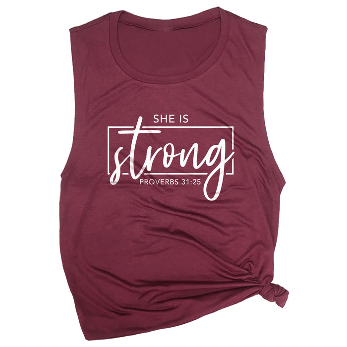 She is Strong Proverbs 31:25 Muscle Tee
