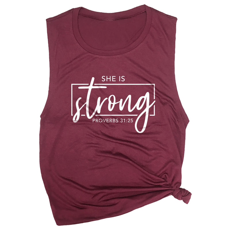 She is Strong Proverbs 31:25 Muscle Tee