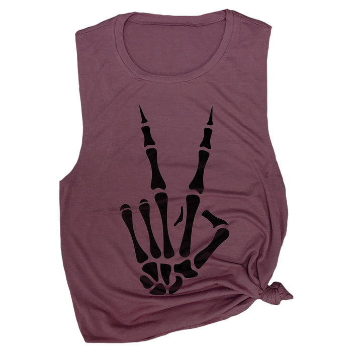 Skeleton Peace Hand Muscle Tee