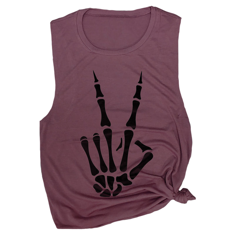 Skeleton Peace Hand Muscle Tee