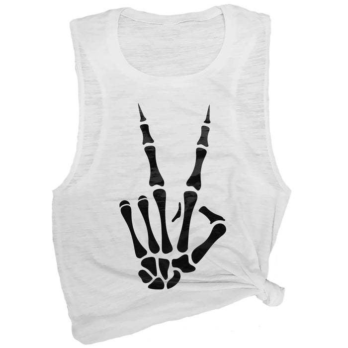 Skeleton Peace Hand Muscle Tee