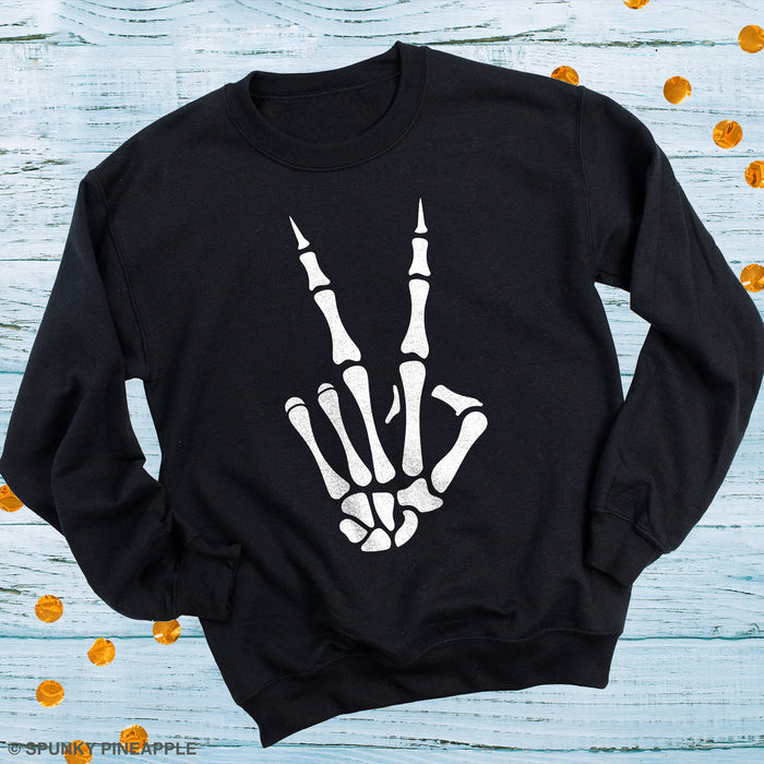 Skeleton Peace Hand Sweatshirt