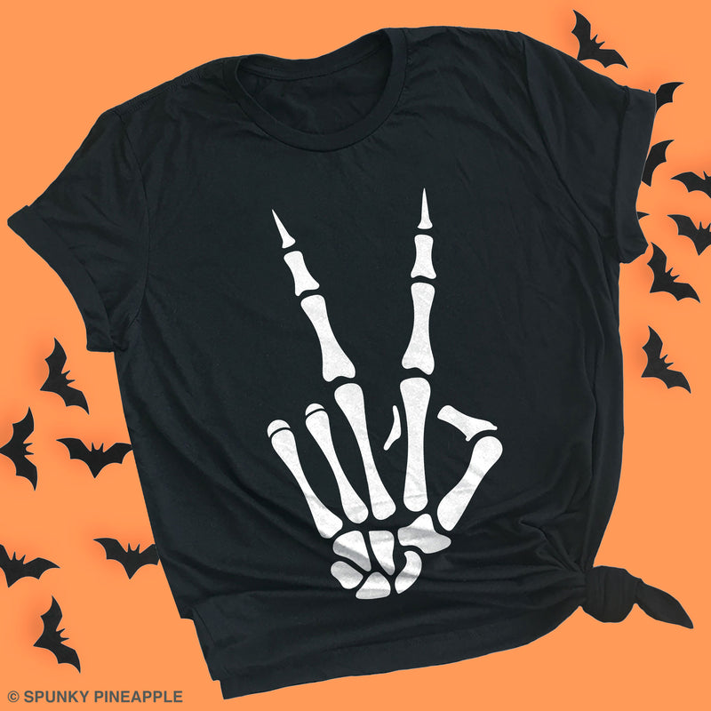 Skeleton Peace Hand Premium Unisex T-Shirt