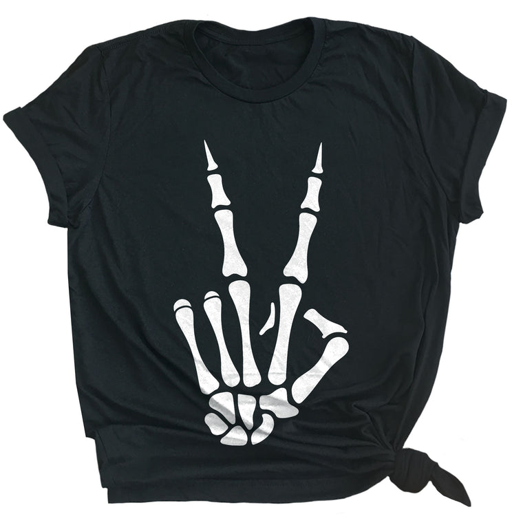 Skeleton Peace Hand Premium Unisex T-Shirt