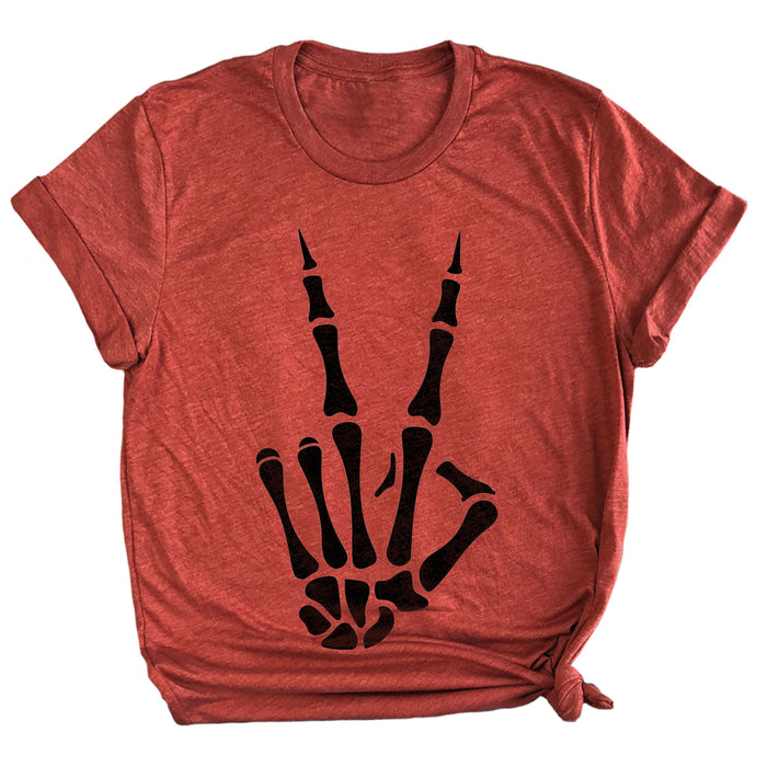 Skeleton Peace Hand Premium Unisex T-Shirt