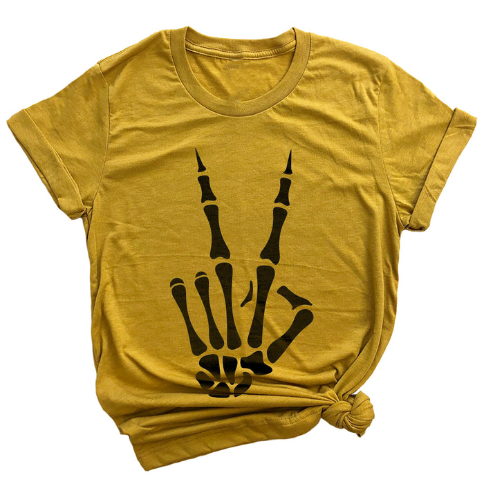 Skeleton Peace Hand Premium Unisex T-Shirt