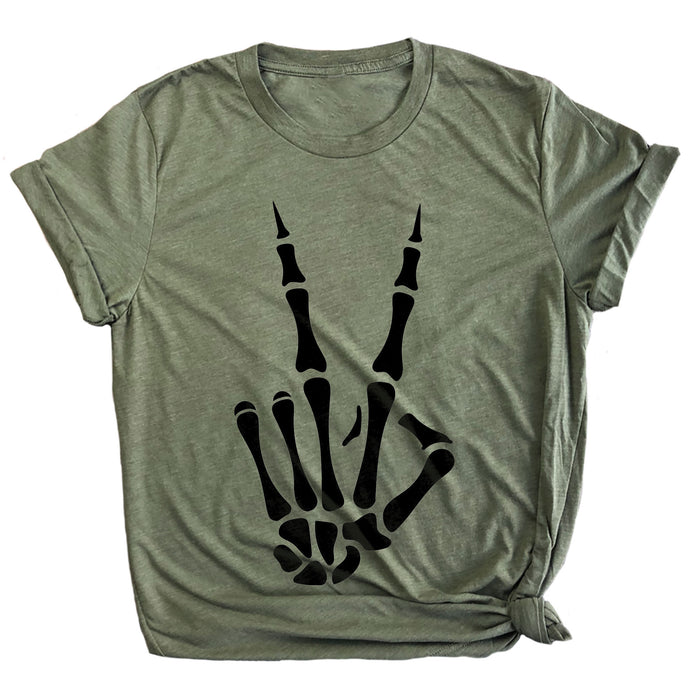 Skeleton Peace Hand Premium Unisex T-Shirt