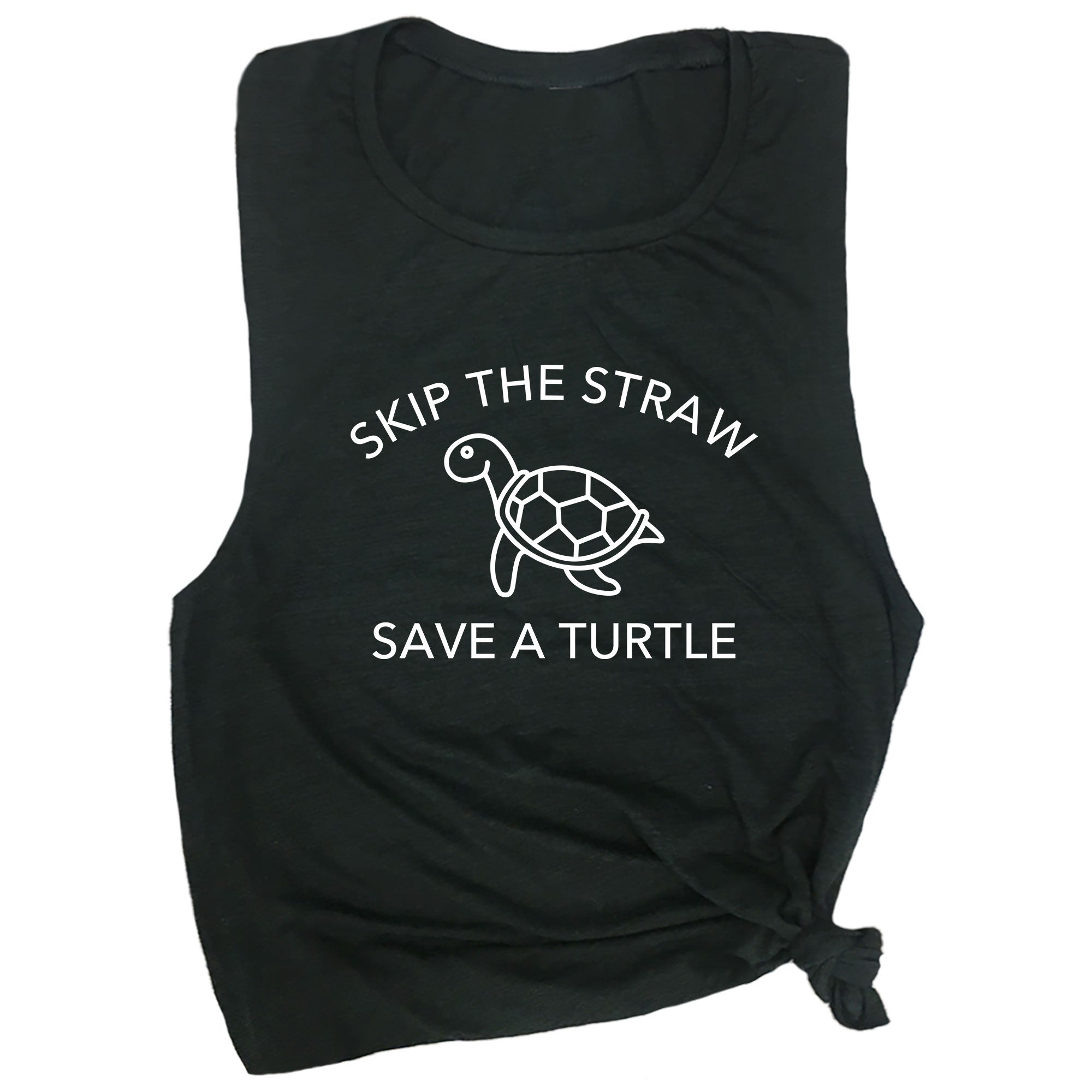 Skip a Straw Save a Turtle Muscle Tee