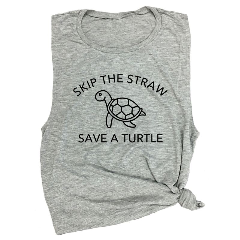 Skip a Straw Save a Turtle Muscle Tee