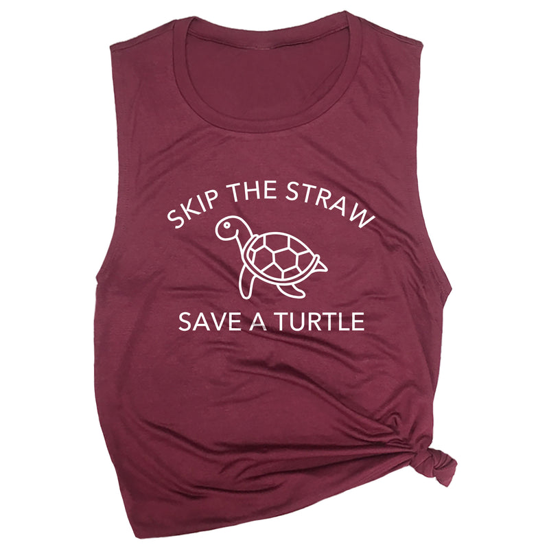 Skip a Straw Save a Turtle Muscle Tee